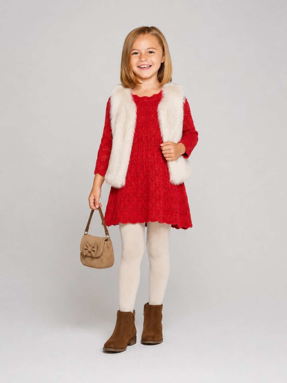 CAT & JACK Red Knit Dress Festive Warm Cozy Comfortable Sweater Dress